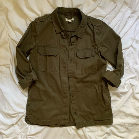 Military Style Garage Jacket in Army Green - Picture 2 of 5